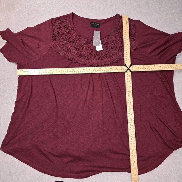 Lane Bryant Swing Collection 26/28 4X Burgundy Lace Top NWT Curvy Summer Spring - Picture 4 of 8